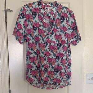 chubbies Floral Button-Up Shirt in Pink, Teal, Navy